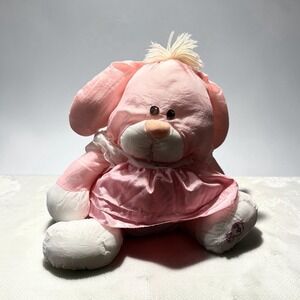 Vintage 1986 Fisher Price Puffalump Pink Nylon Stuffed Bunny 14" Rabbit Toddler